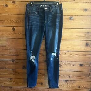 Rewash Women's Dark Blue Distressed Skinny Jeans